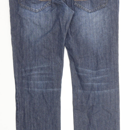 Strength & Honour Mens Blue Cotton Straight Jeans Size 34 in L32 in Regular Zip