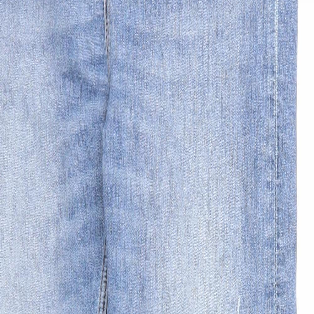 Marks and Spencer Womens Blue Cotton Straight Jeans Size 12 Regular Zip