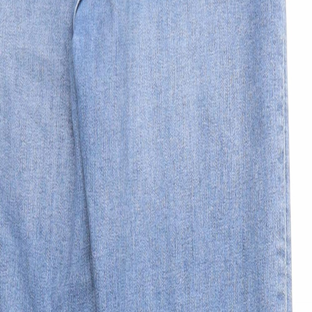 Marks and Spencer Womens Blue Cotton Straight Jeans Size 12 Regular Zip