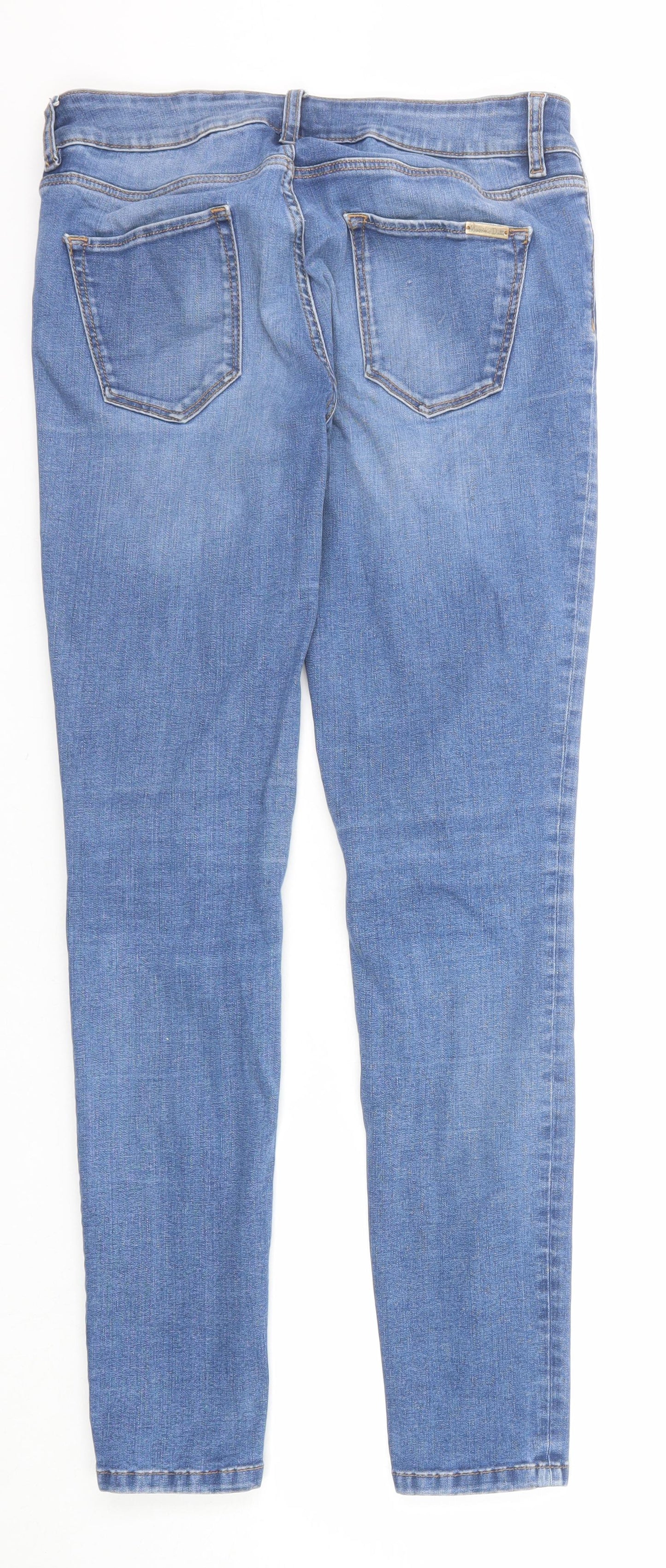 Massimo Dutti Womens Blue Cotton Skinny Jeans Size 12 Regular Zip