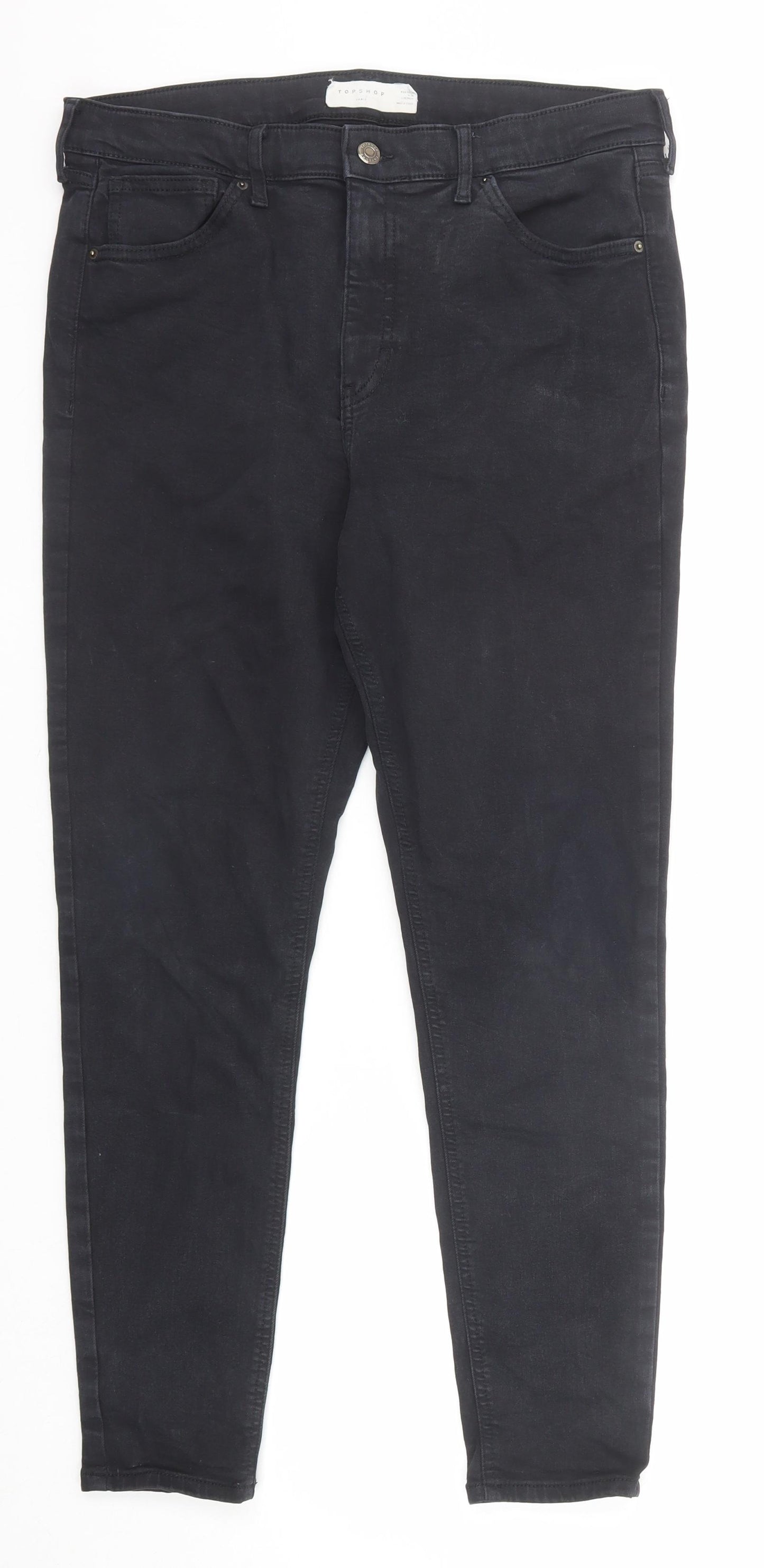 Topshop Womens Black Cotton Skinny Jeans Size 34 in L32 in Regular Zip