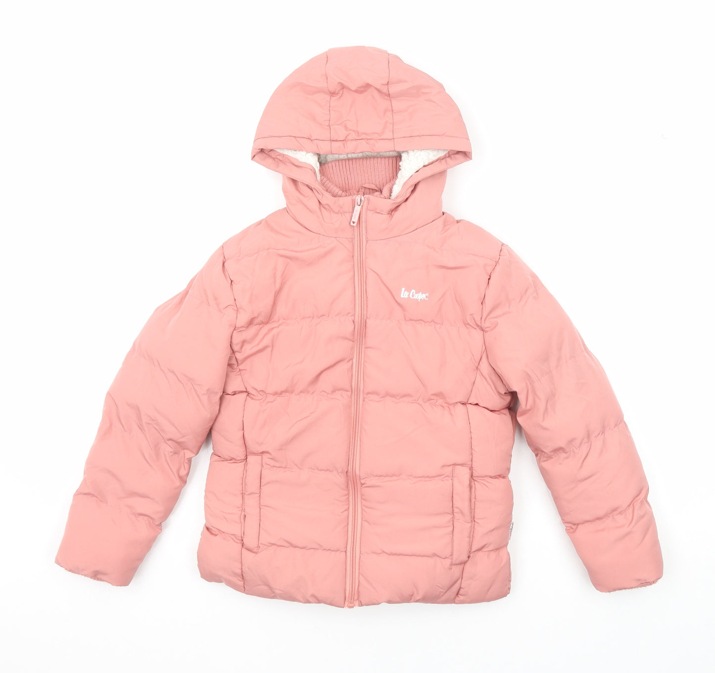 Lee Cooper Girls Pink Puffer Jacket Jacket Size 7-8 Years Zip
