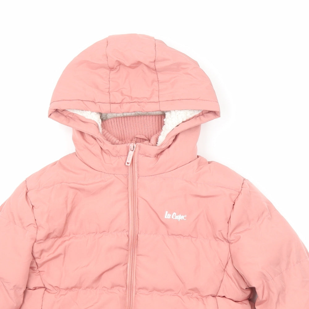 Lee Cooper Girls Pink Puffer Jacket Jacket Size 7-8 Years Zip