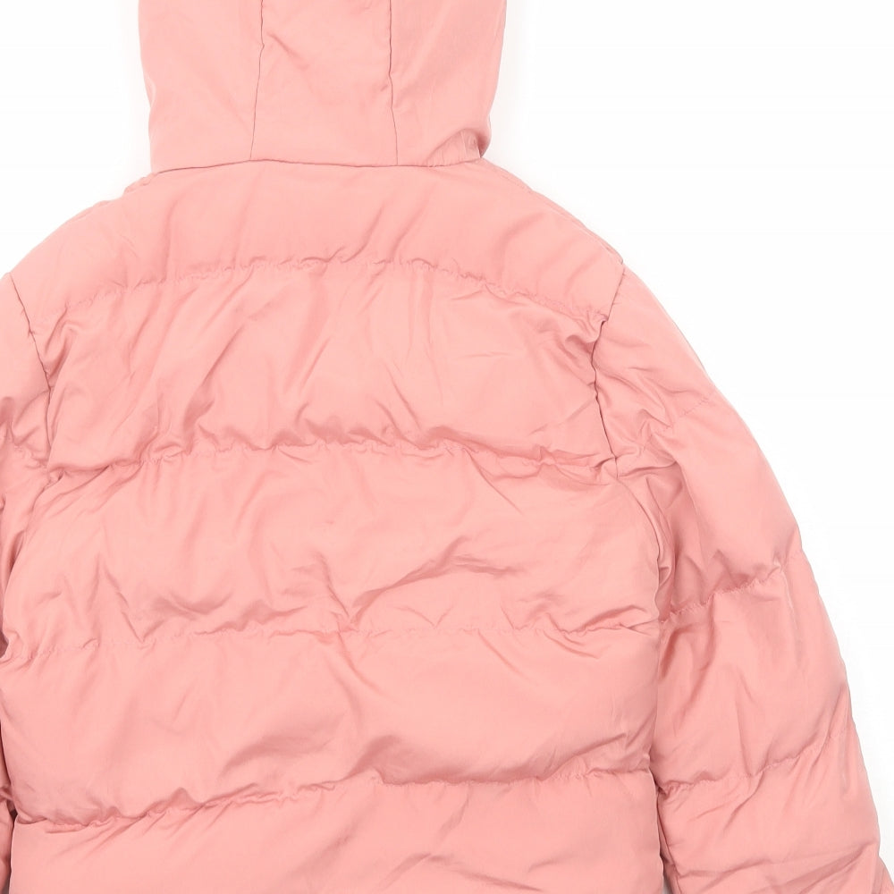 Lee Cooper Girls Pink Puffer Jacket Jacket Size 7-8 Years Zip