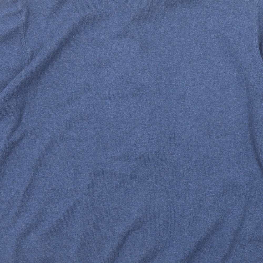 Marks and Spencer Mens Blue Cotton Polo Size XL Collared Button