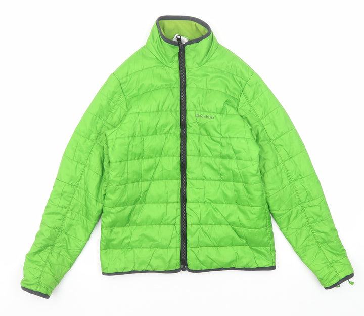 Quechua Boys Green Quilted Jacket Size 12 Years Zip