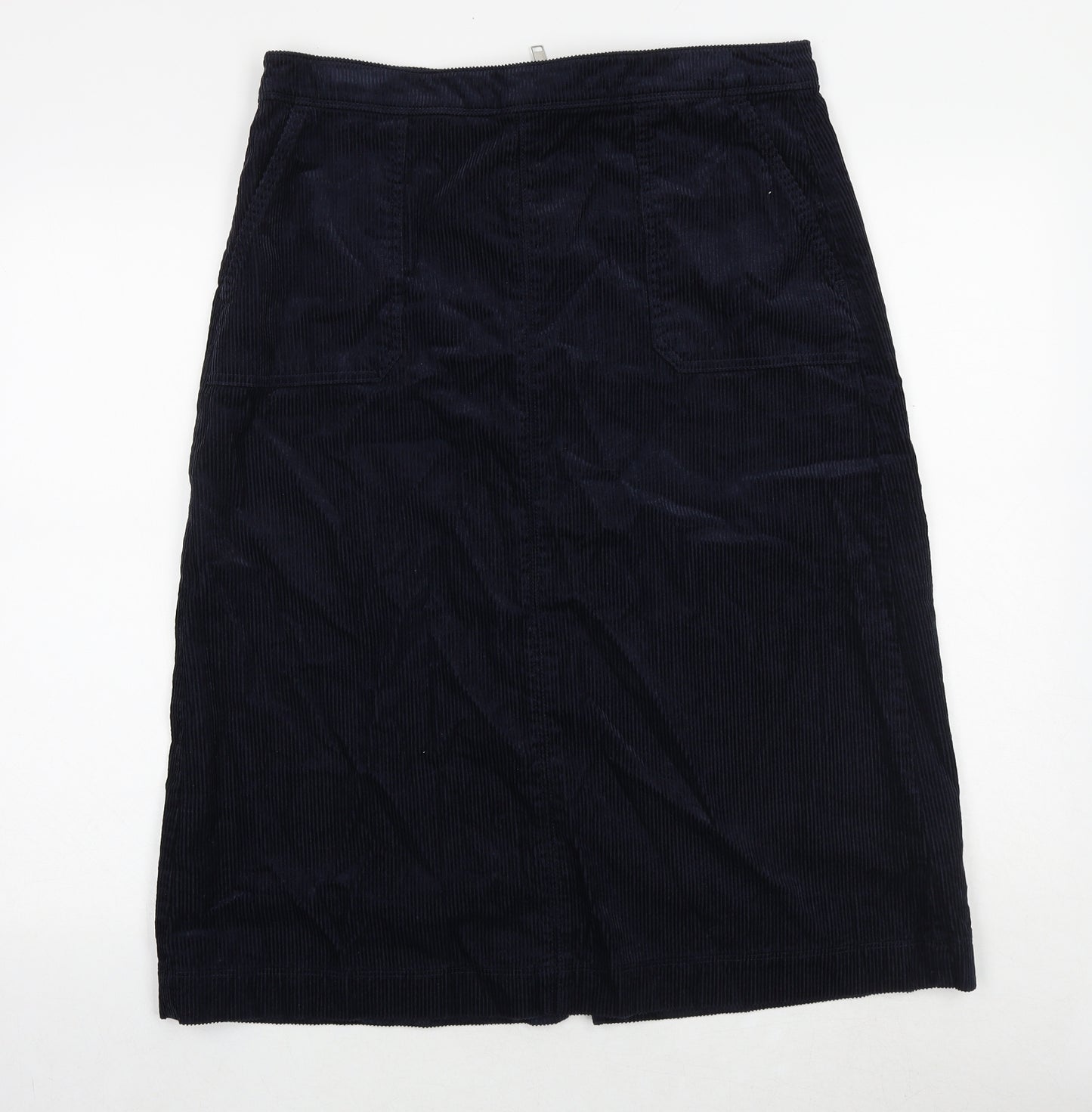 Marks and Spencer Womens Blue Cotton A-Line Skirt Size 16 Zip