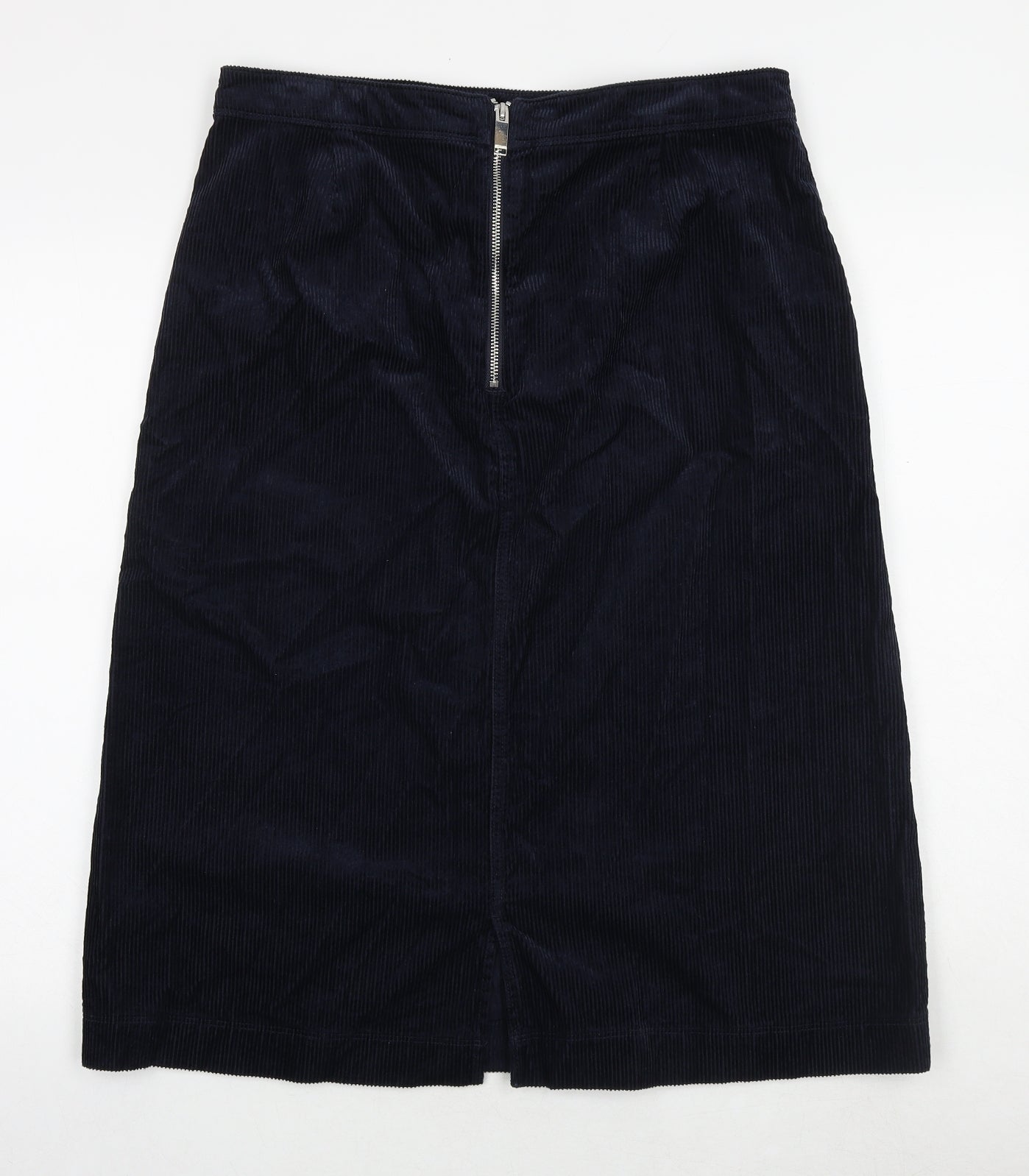 Marks and Spencer Womens Blue Cotton A-Line Skirt Size 16 Zip