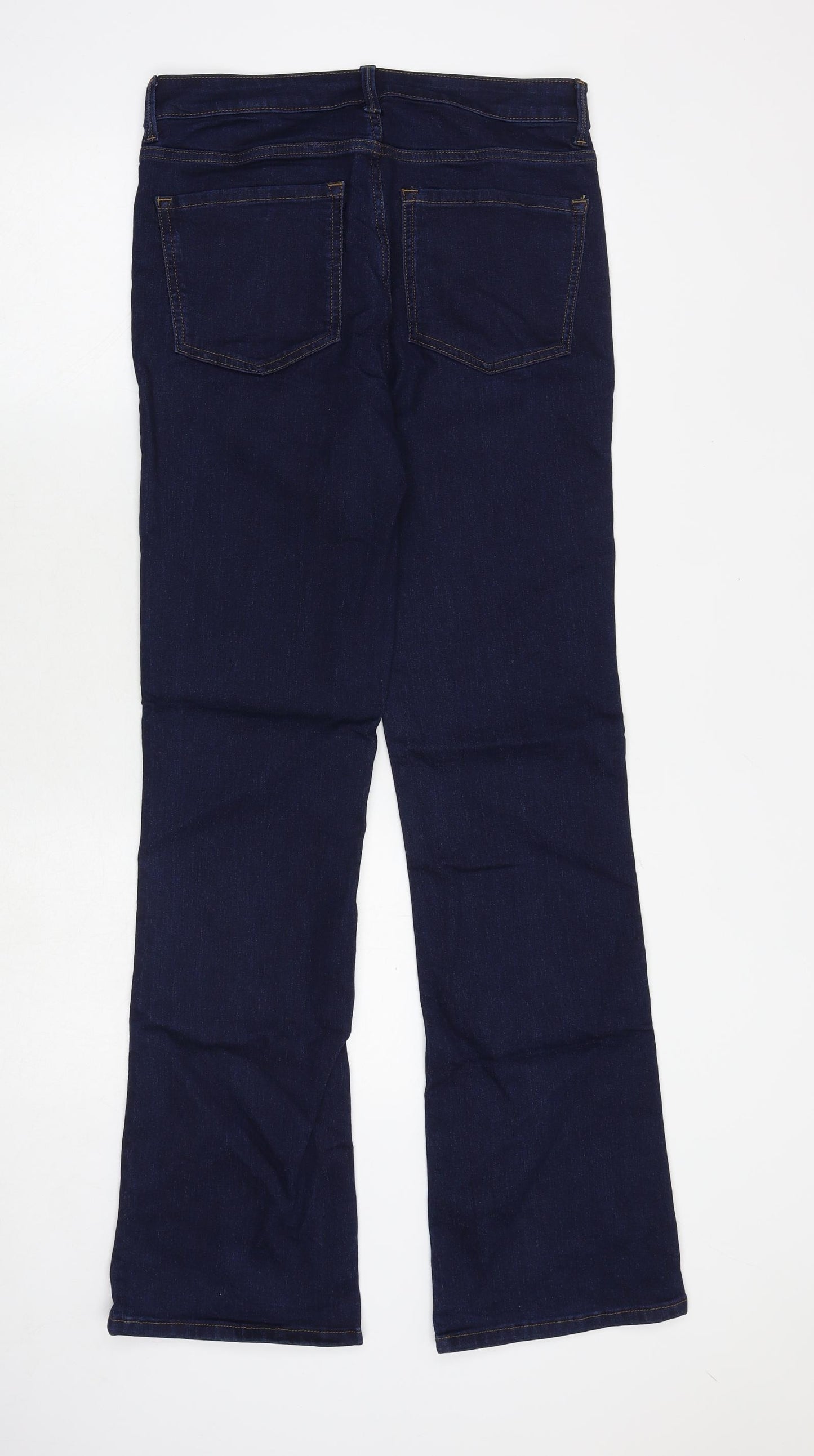 Marks and Spencer Womens Blue Cotton Bootcut Jeans Size 10 Regular Zip