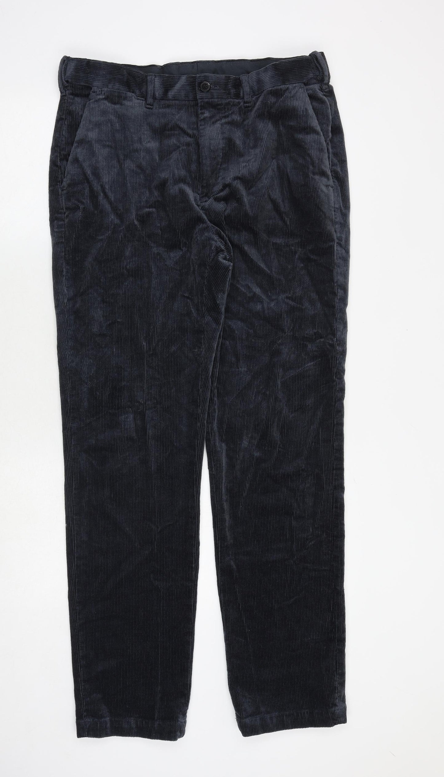 Marks and Spencer Mens Grey Cotton Trousers Size 34 in Regular Zip