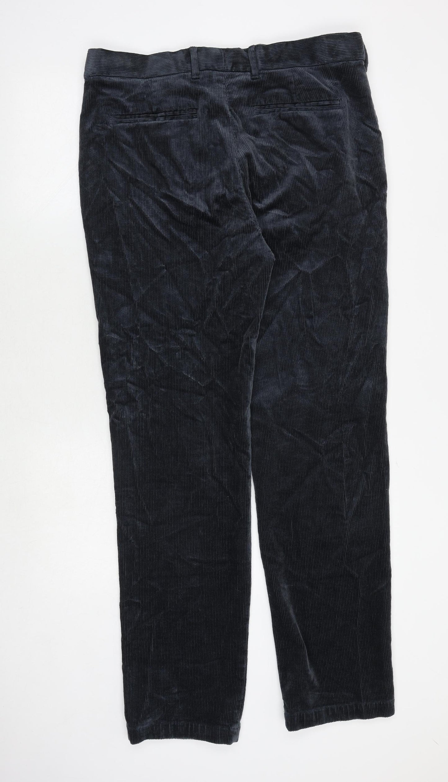 Marks and Spencer Mens Grey Cotton Trousers Size 34 in Regular Zip