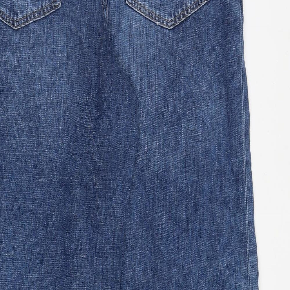 Marks and Spencer Womens Blue Cotton Wide-Leg Jeans Size 10 Regular Zip