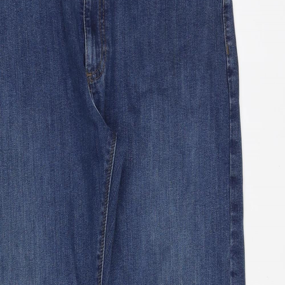 Marks and Spencer Mens Blue Cotton Straight Jeans Size 34 in Regular Zip