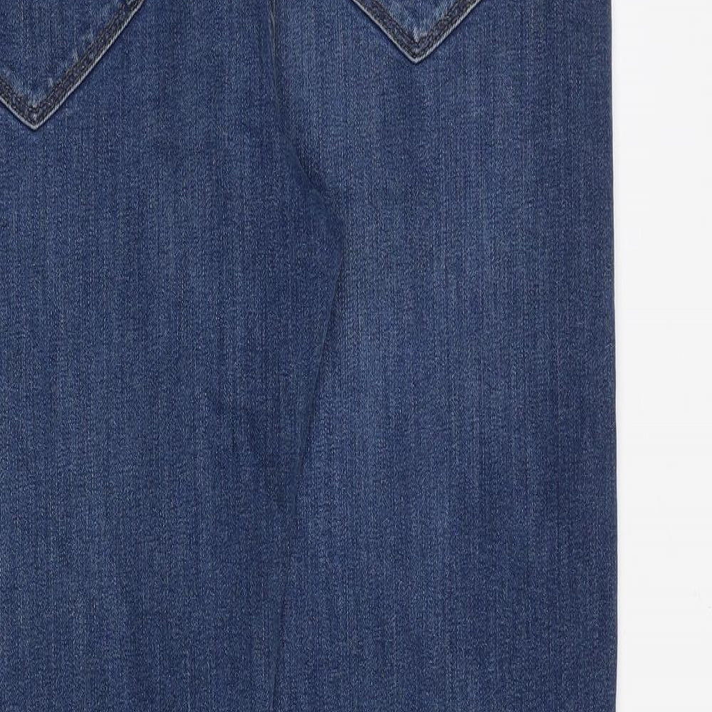 Marks and Spencer Mens Blue Cotton Straight Jeans Size 34 in Regular Zip
