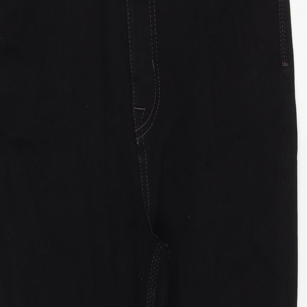 Marks and Spencer Womens Black Cotton Straight Jeans Size 12 Regular Zip