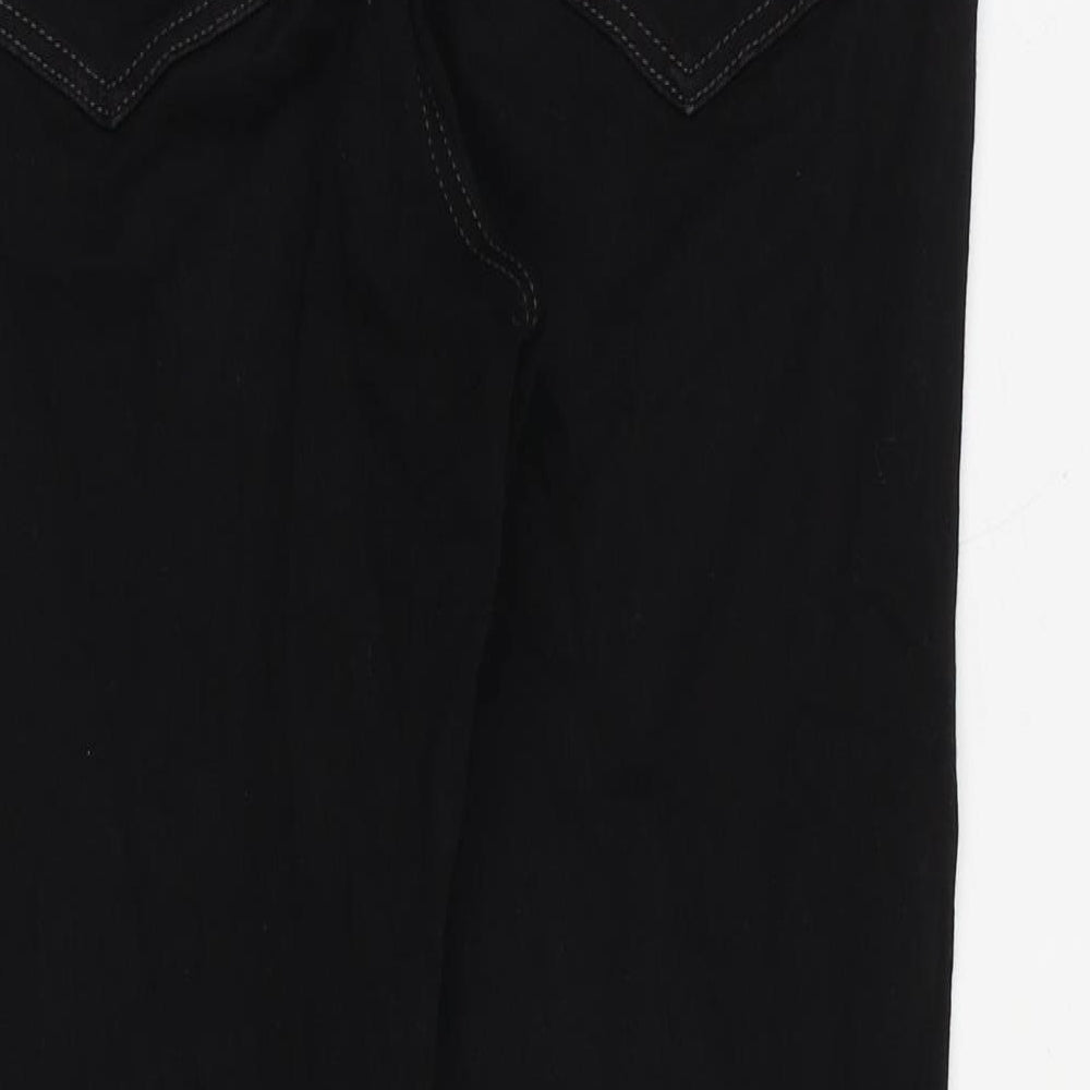 Marks and Spencer Womens Black Cotton Straight Jeans Size 12 Regular Zip