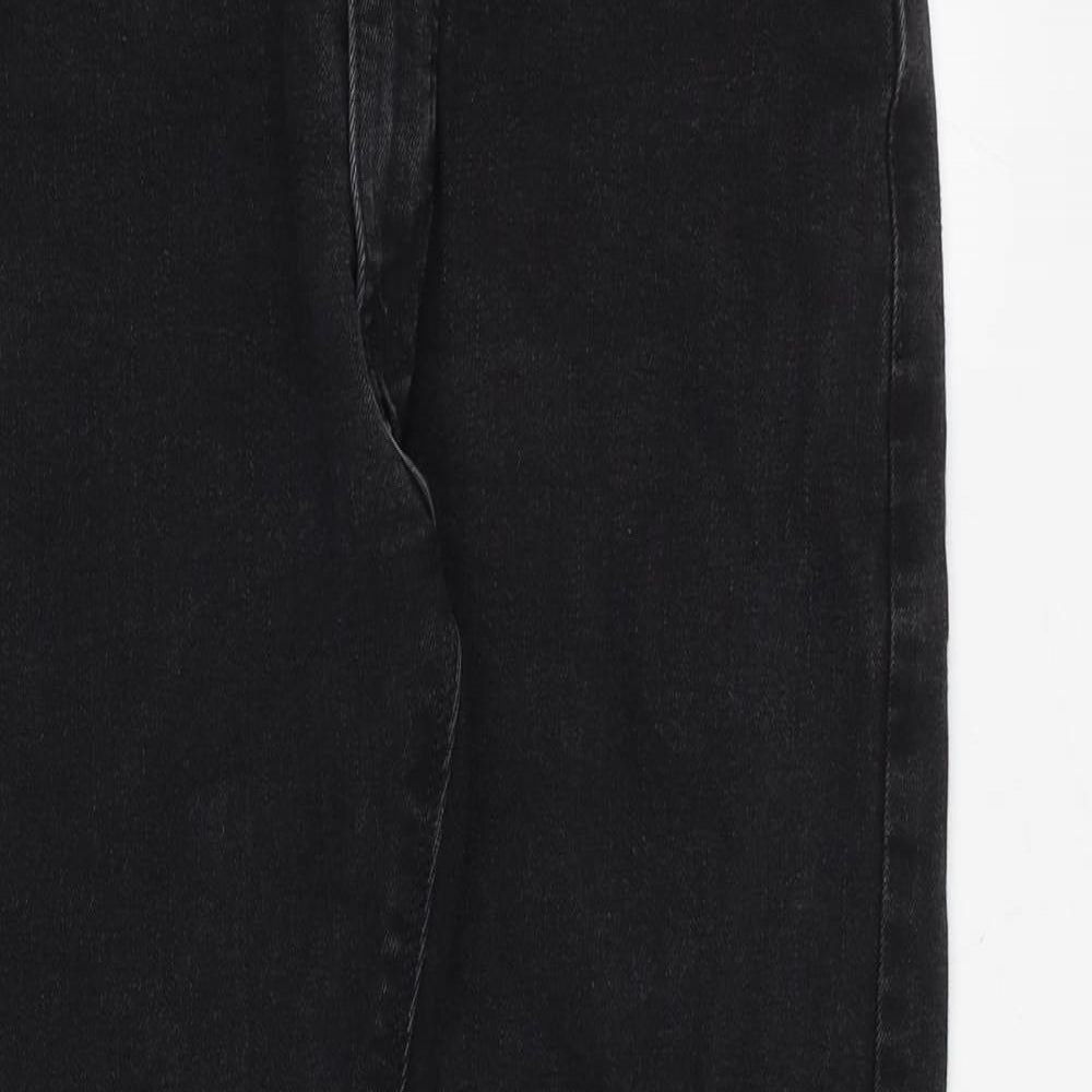 Marks and Spencer Mens Black Cotton Straight Jeans Size 30 in Slim Zip