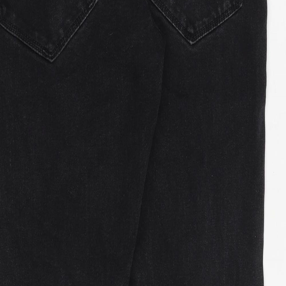 Marks and Spencer Mens Black Cotton Straight Jeans Size 30 in Slim Zip