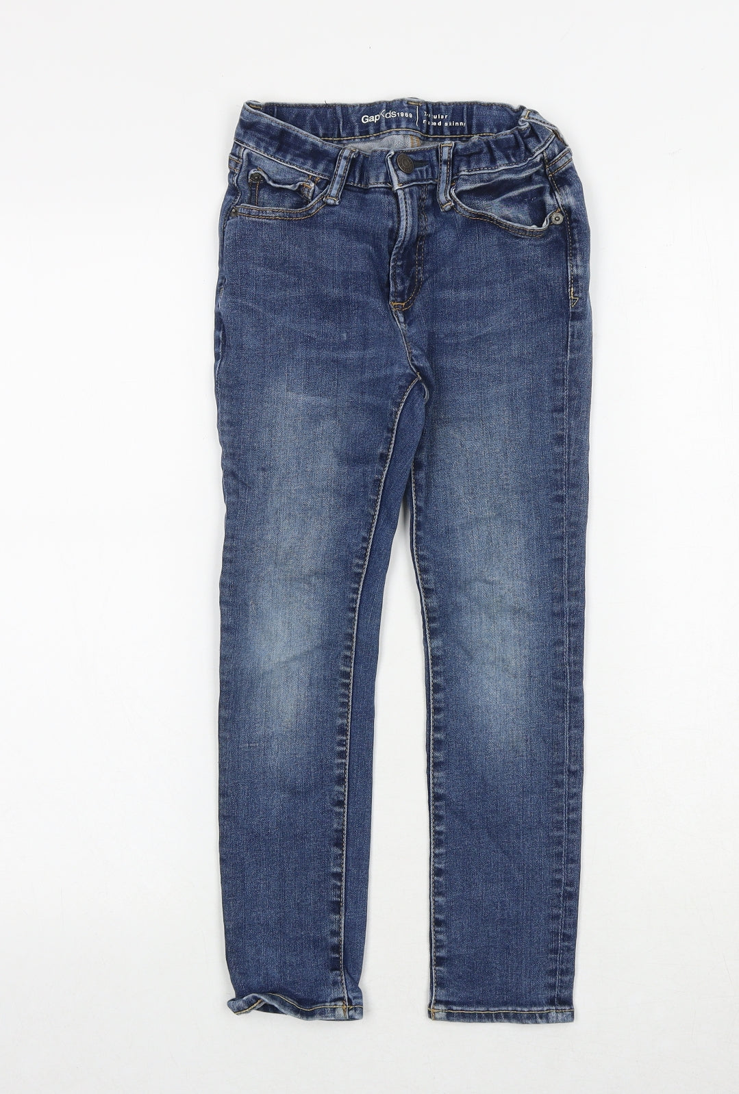 Gap Boys Blue Cotton Skinny Jeans Size 7 Years Regular Zip