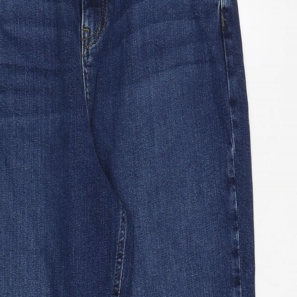 Marks and Spencer Womens Blue Cotton Tapered Jeans Size 12 Regular Zip