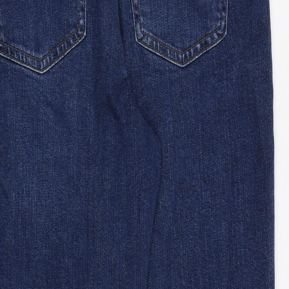 Marks and Spencer Womens Blue Cotton Tapered Jeans Size 12 Regular Zip
