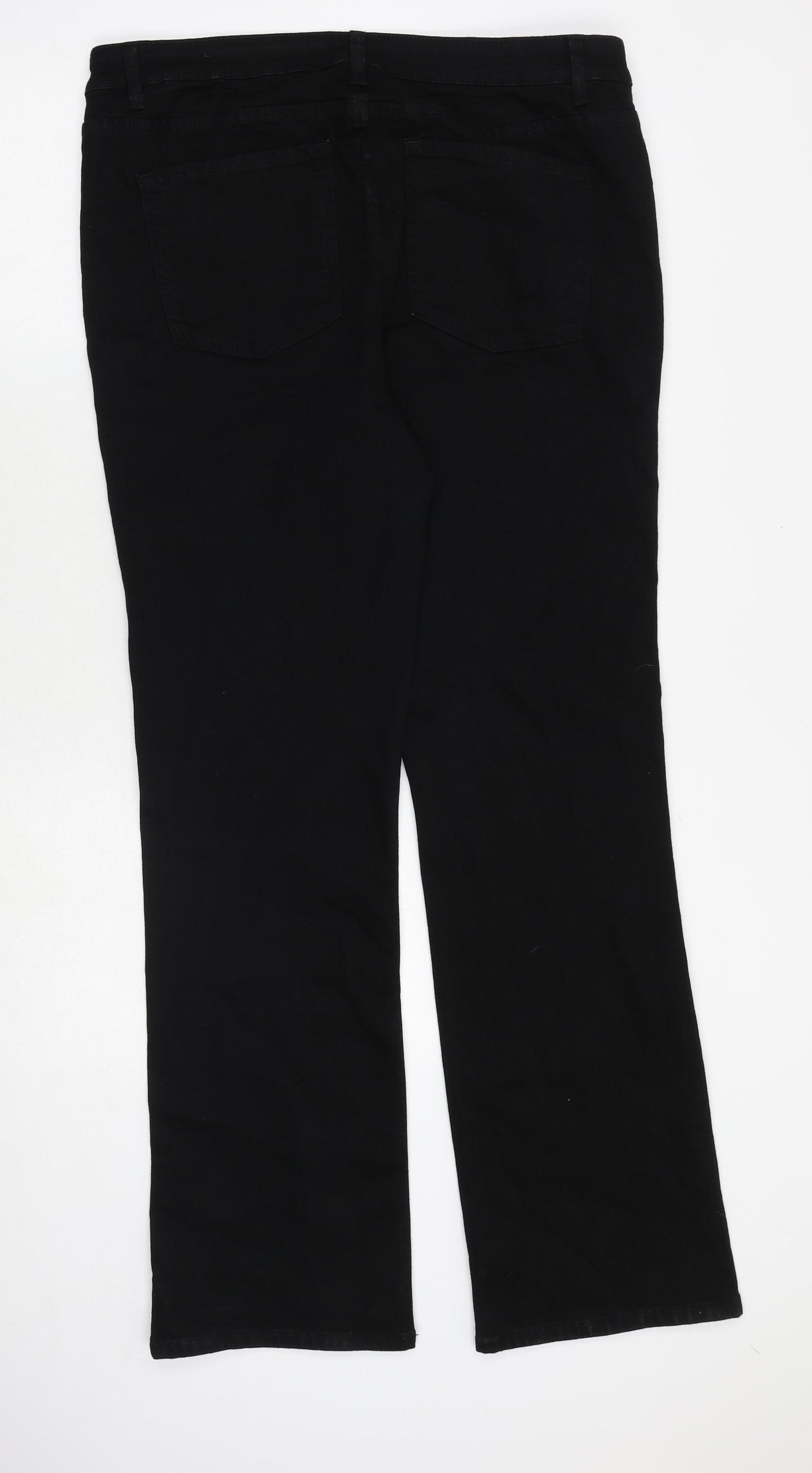Marks and Spencer Womens Black Cotton Bootcut Jeans Size 18 Regular Zip