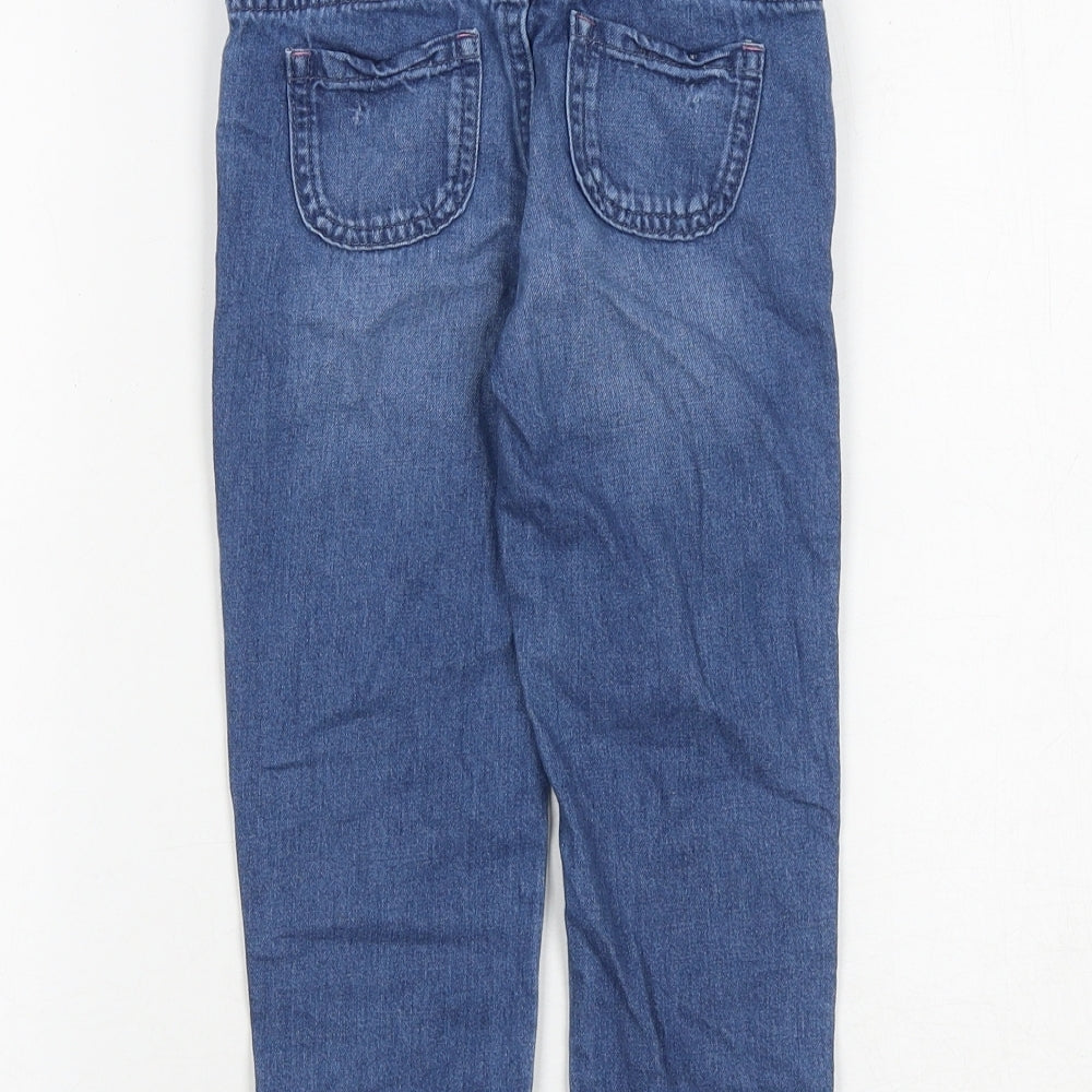 Marks and Spencer Girls Blue Cotton Straight Jeans Size 3-4 Years Regular Pullover
