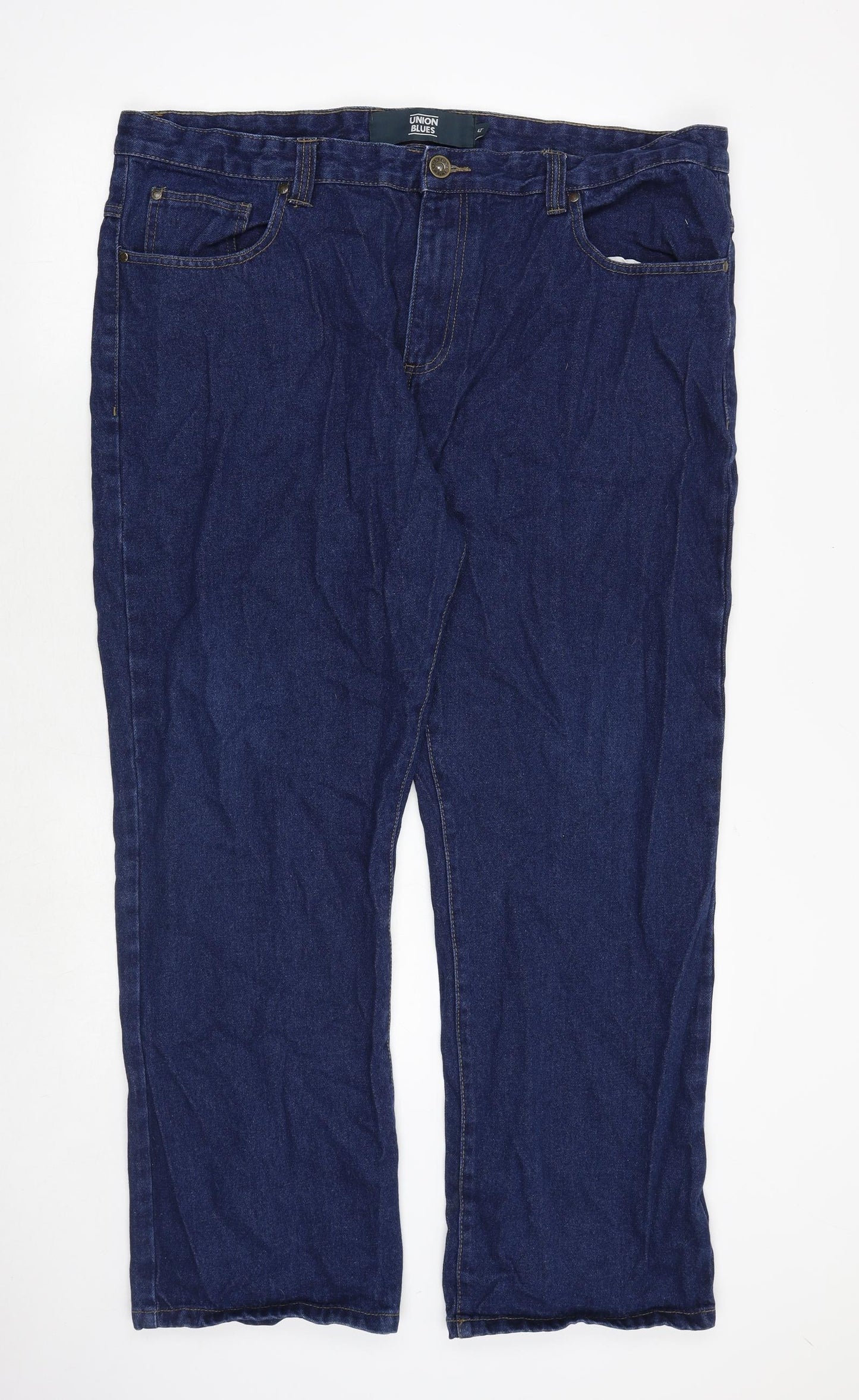 Union Blues Mens Blue Cotton Straight Jeans Size 42 in Regular Zip