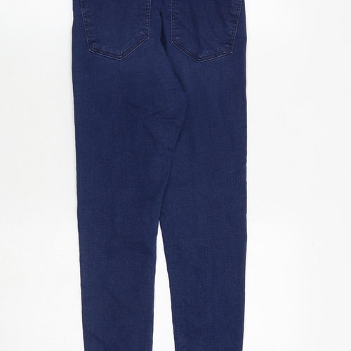 Topshop Womens Blue Cotton Skinny Jeans Size 28 in Regular Zip