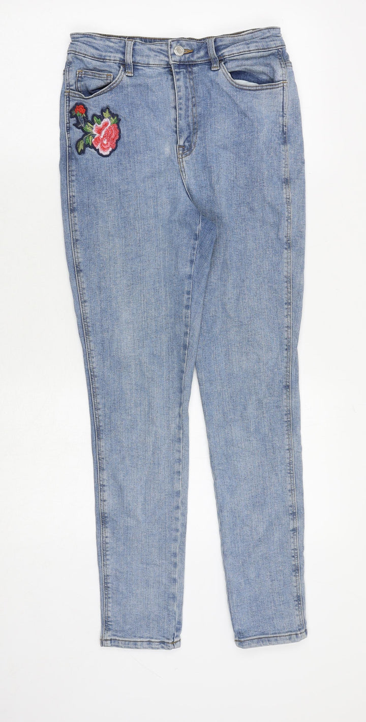 Marks and Spencer Womens Blue Cotton Skinny Jeans Size 8 Regular Zip