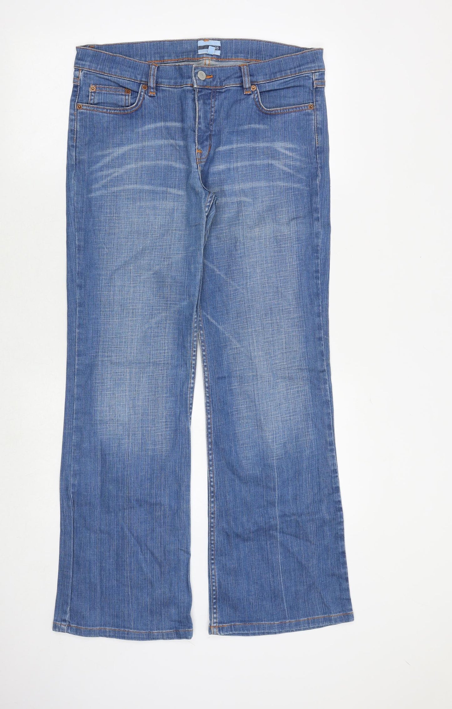 Oasis Womens Black Cotton Bootcut Jeans Size 14 Regular Zip