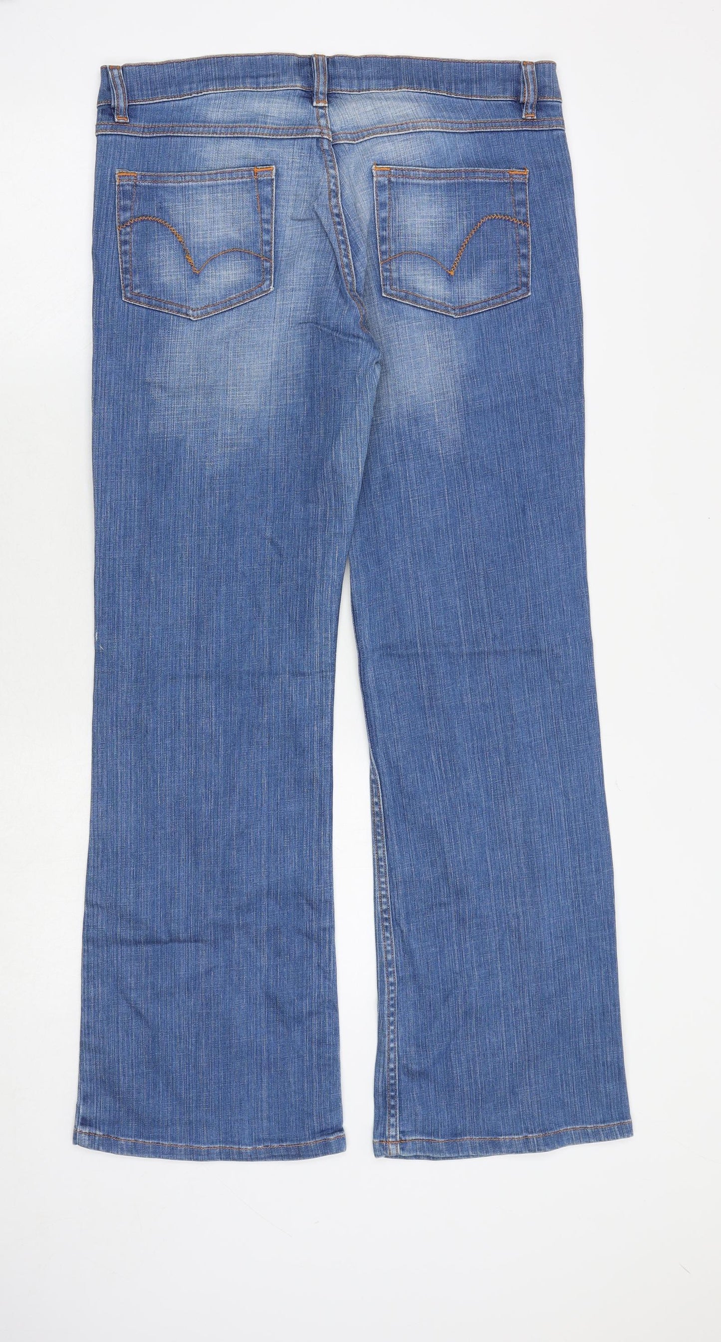 Oasis Womens Black Cotton Bootcut Jeans Size 14 Regular Zip