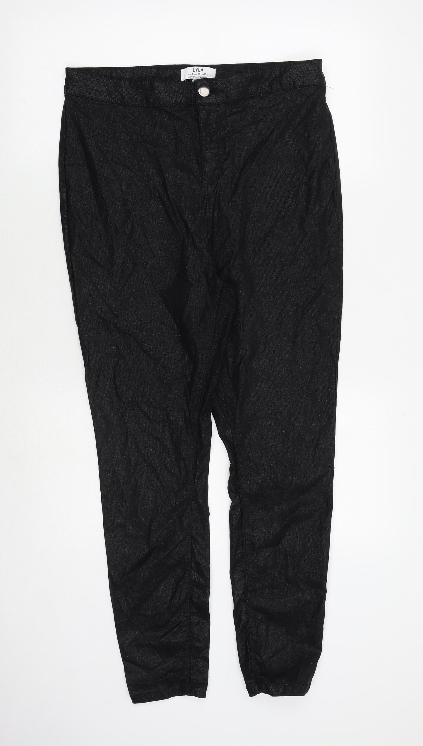 Dorothy Perkins Womens Black Viscose Trousers Size 16 Regular Zip