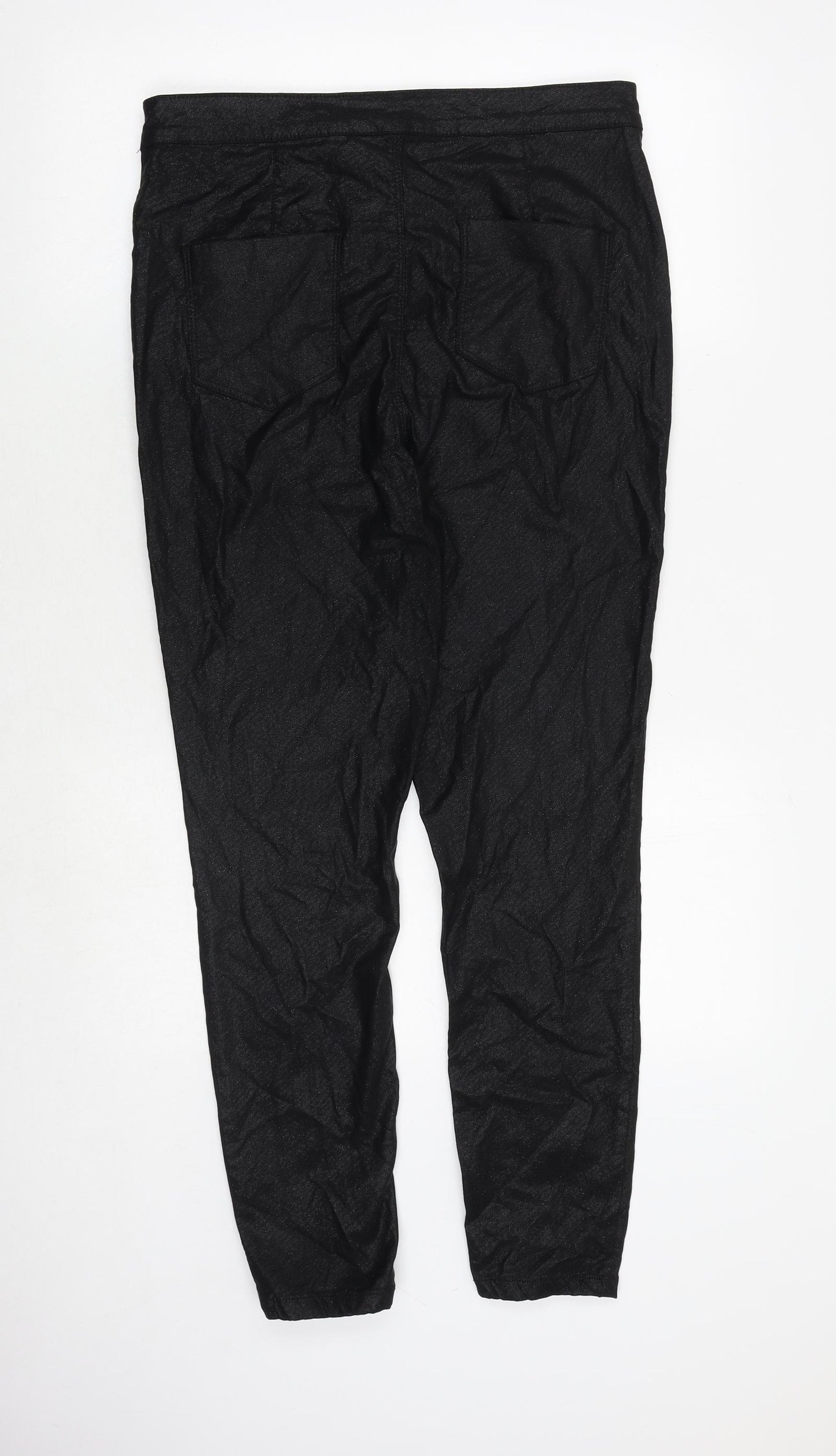 Dorothy Perkins Womens Black Viscose Trousers Size 16 Regular Zip