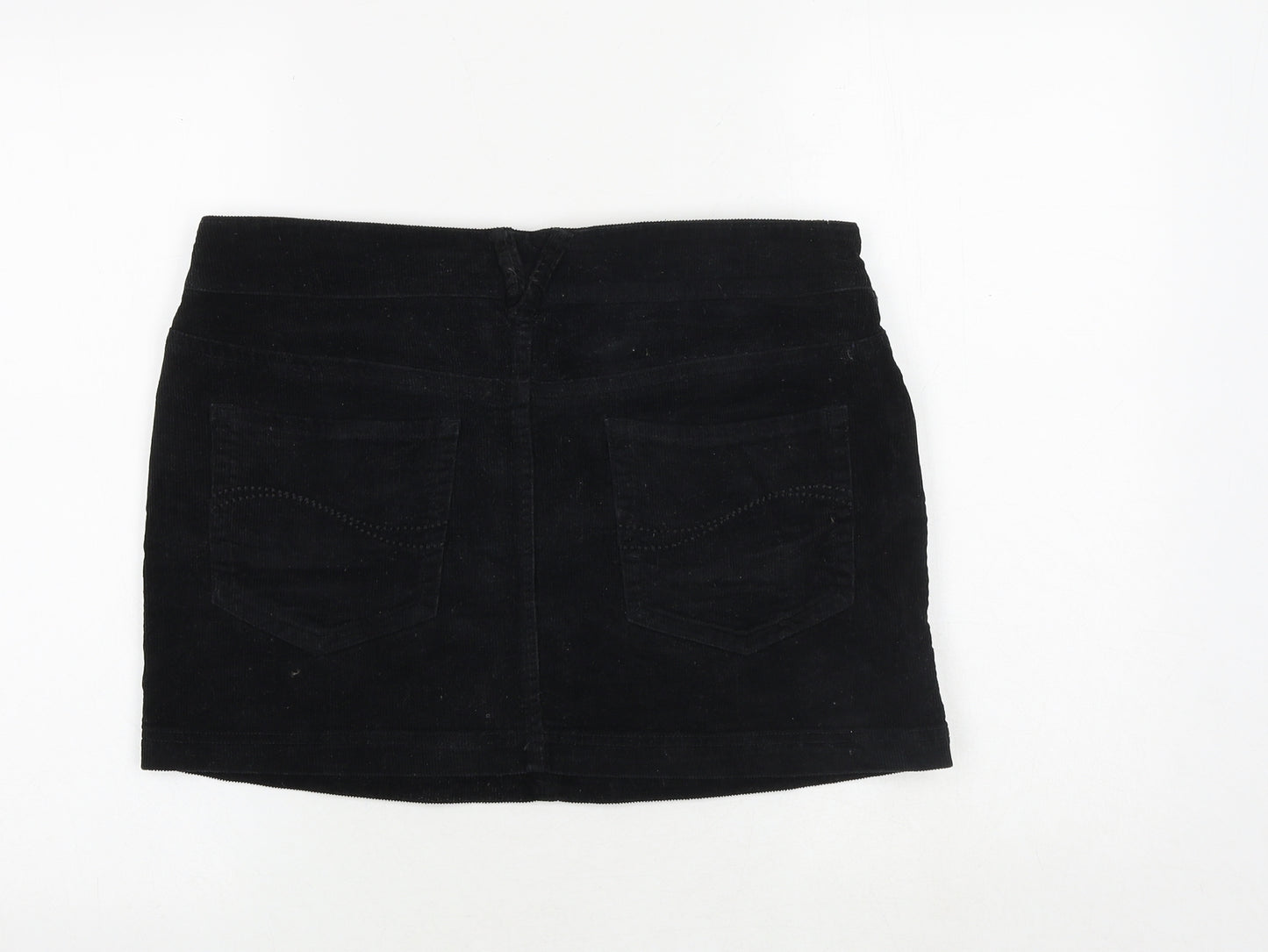 La Redoute Womens Black Cotton Mini Skirt Size 14 Zip