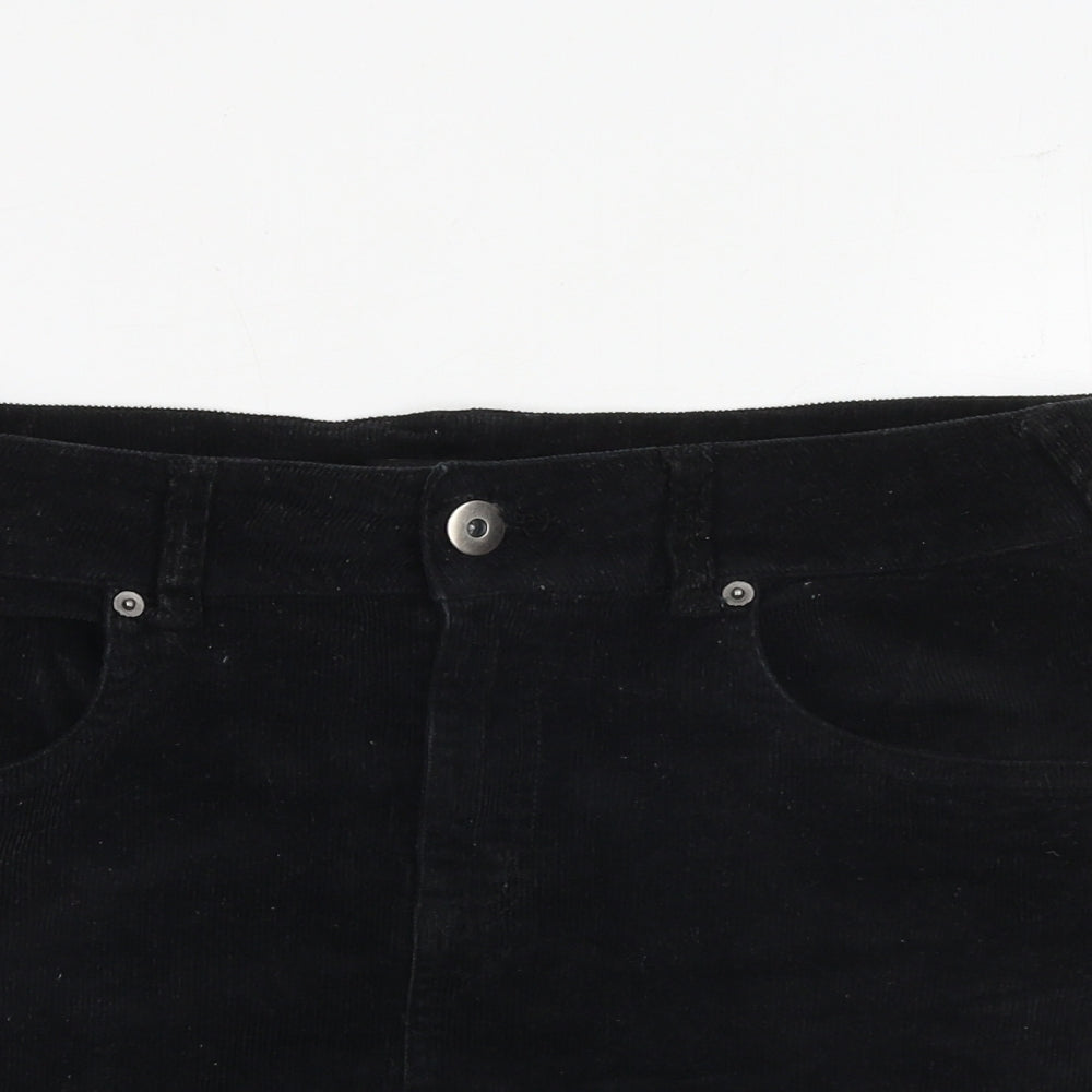 La Redoute Womens Black Cotton Mini Skirt Size 14 Zip
