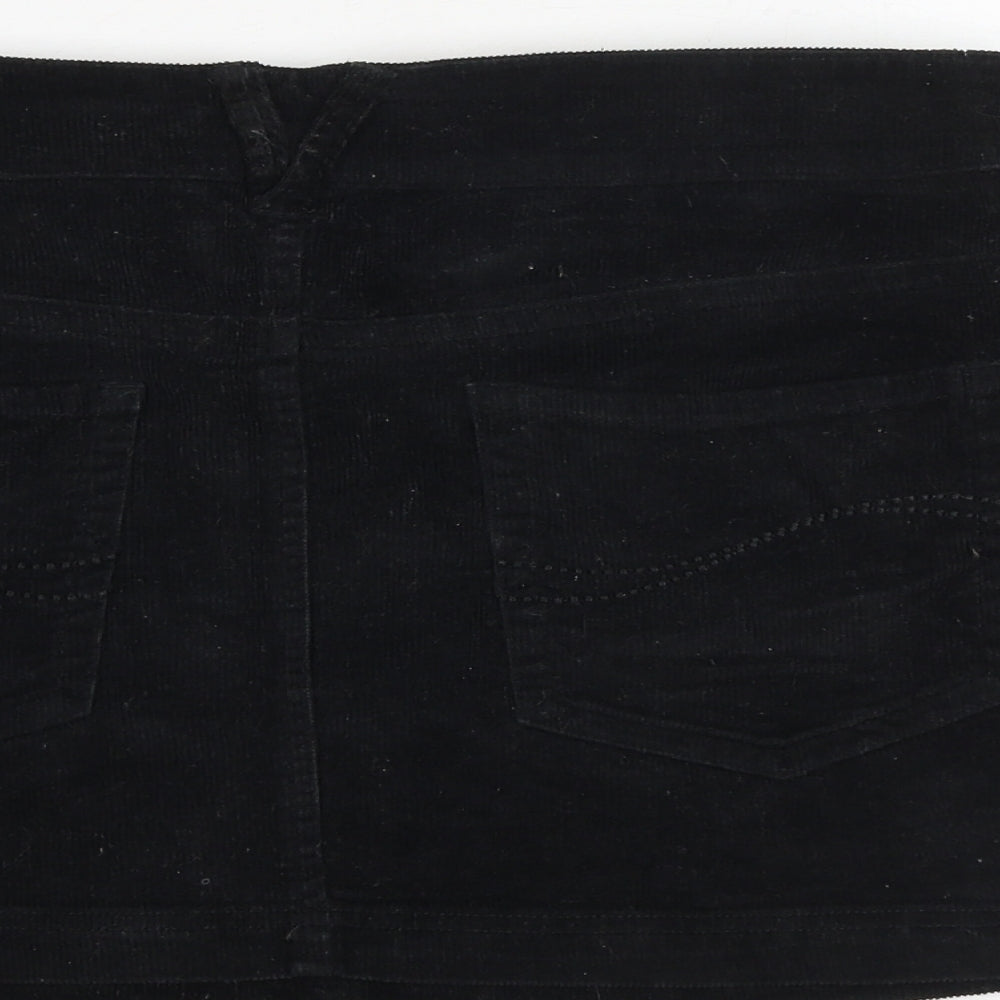 La Redoute Womens Black Cotton Mini Skirt Size 14 Zip