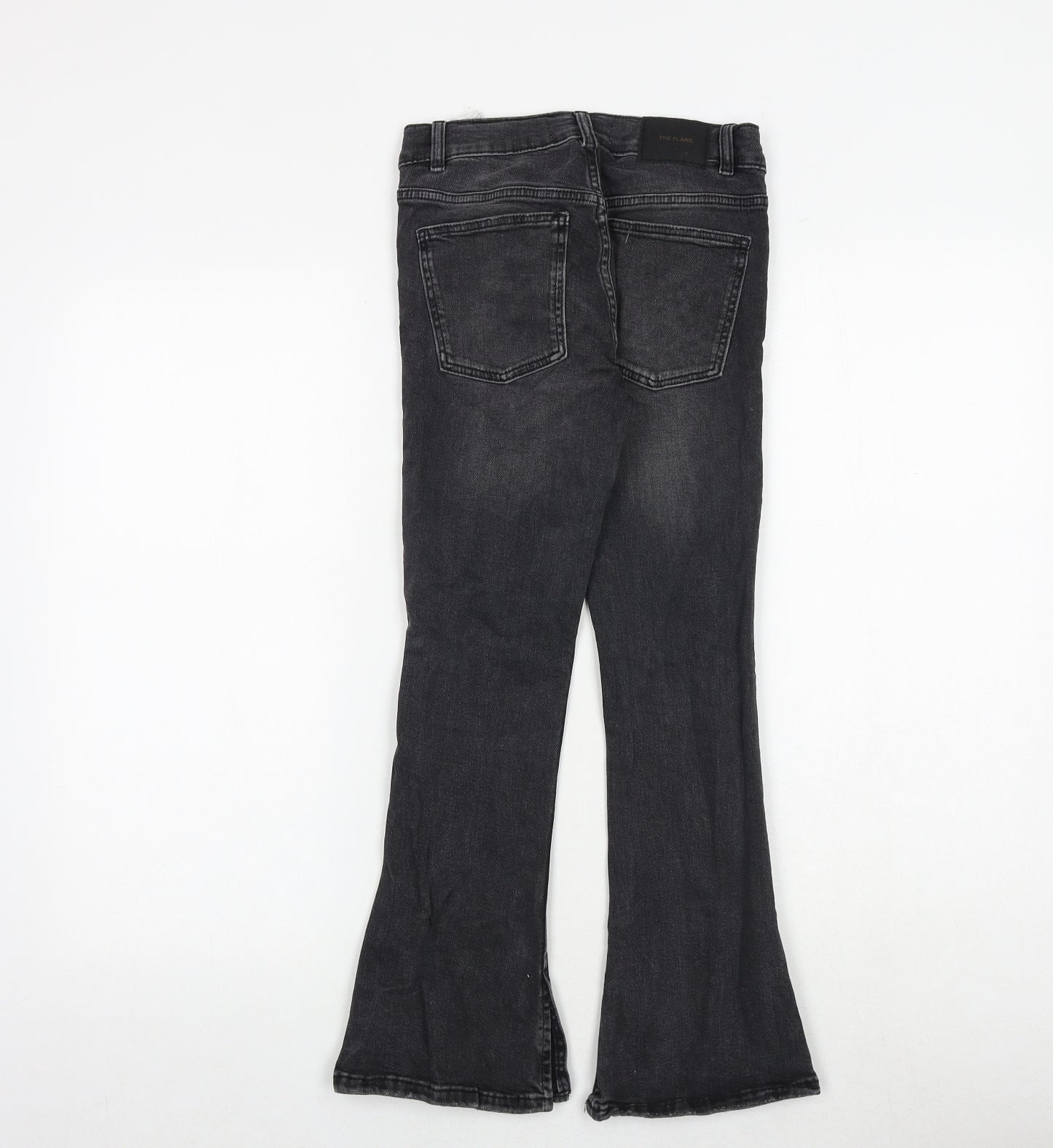 Zara Girls Grey Cotton Flared Jeans Size 10 Years Regular Zip