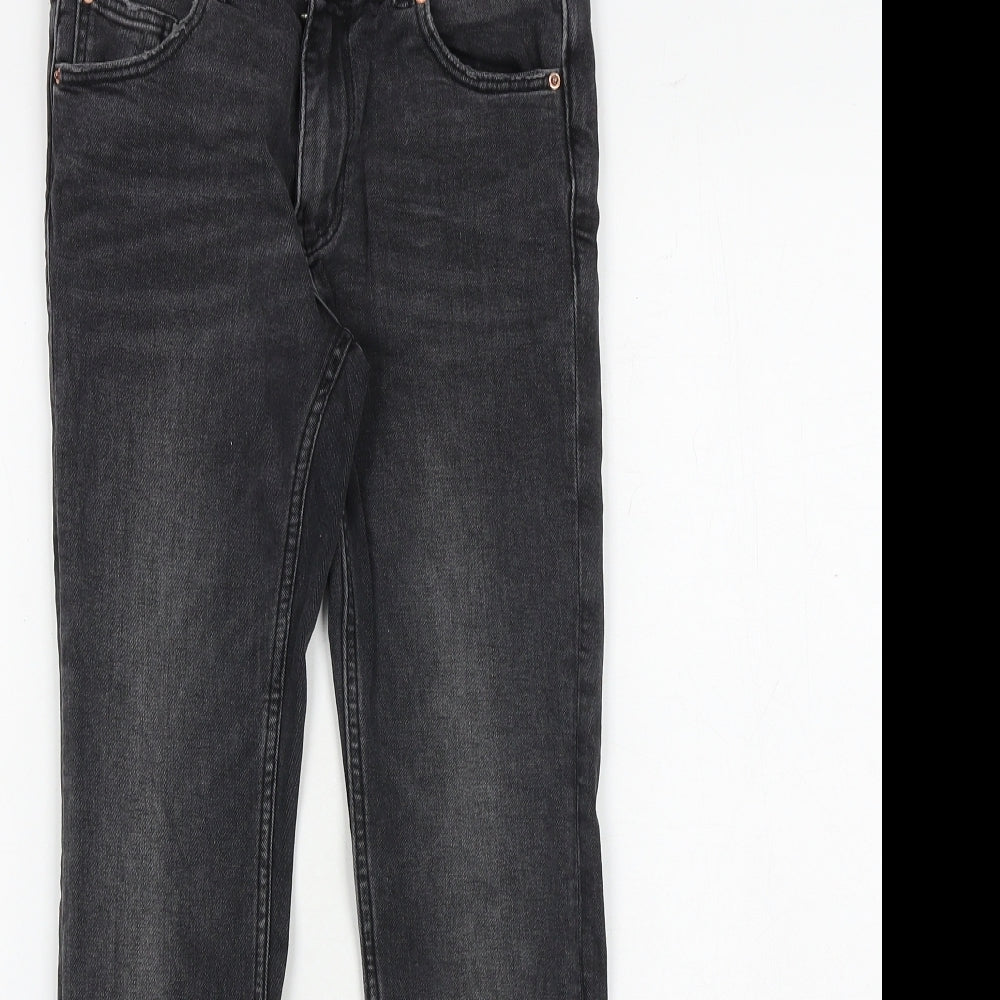 Zara Girls Grey Cotton Flared Jeans Size 10 Years Regular Zip