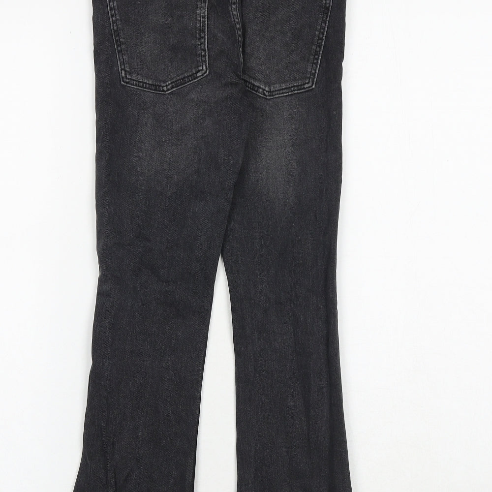 Zara Girls Grey Cotton Flared Jeans Size 10 Years Regular Zip