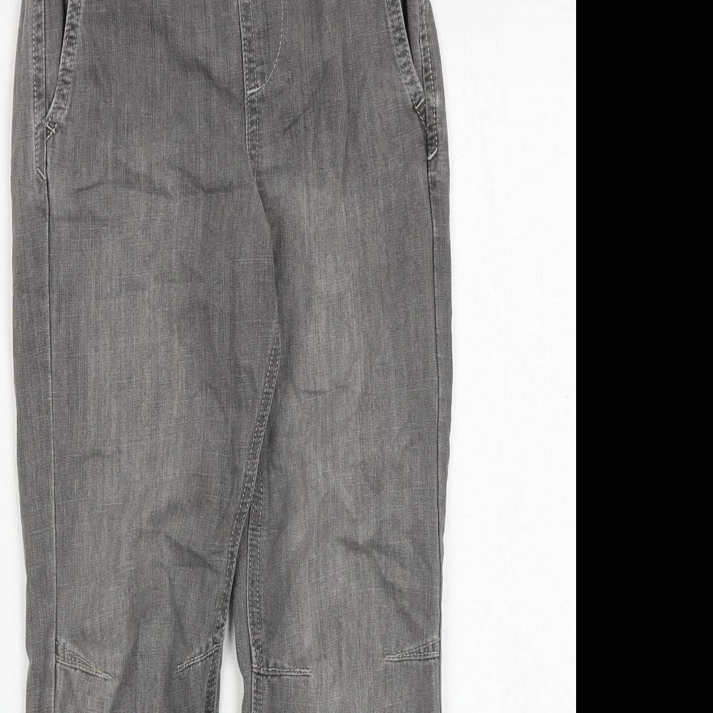 H&M Boys Grey Cotton Tapered Jeans Size 8-9 Years Regular Drawstring