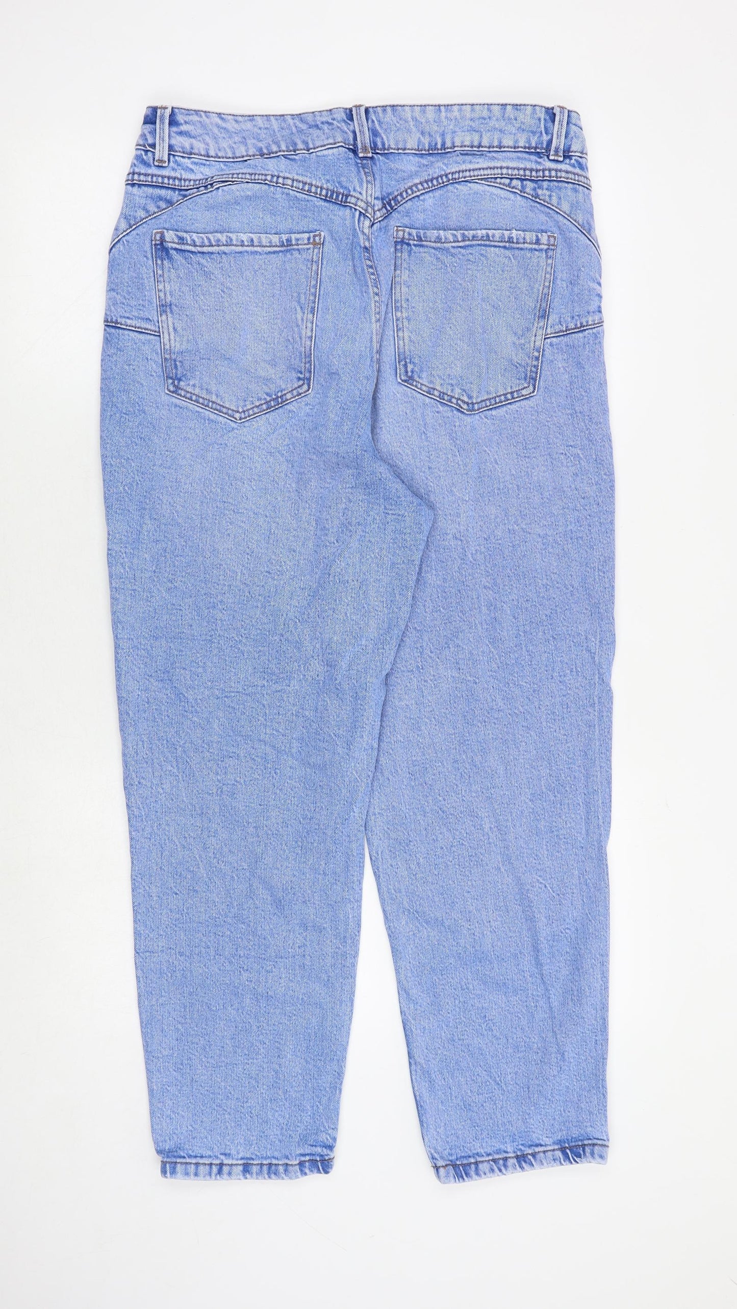 New Look Womens Blue Cotton Mom Jeans Size 16 Regular Zip