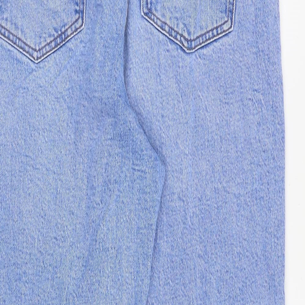 New Look Womens Blue Cotton Mom Jeans Size 16 Regular Zip