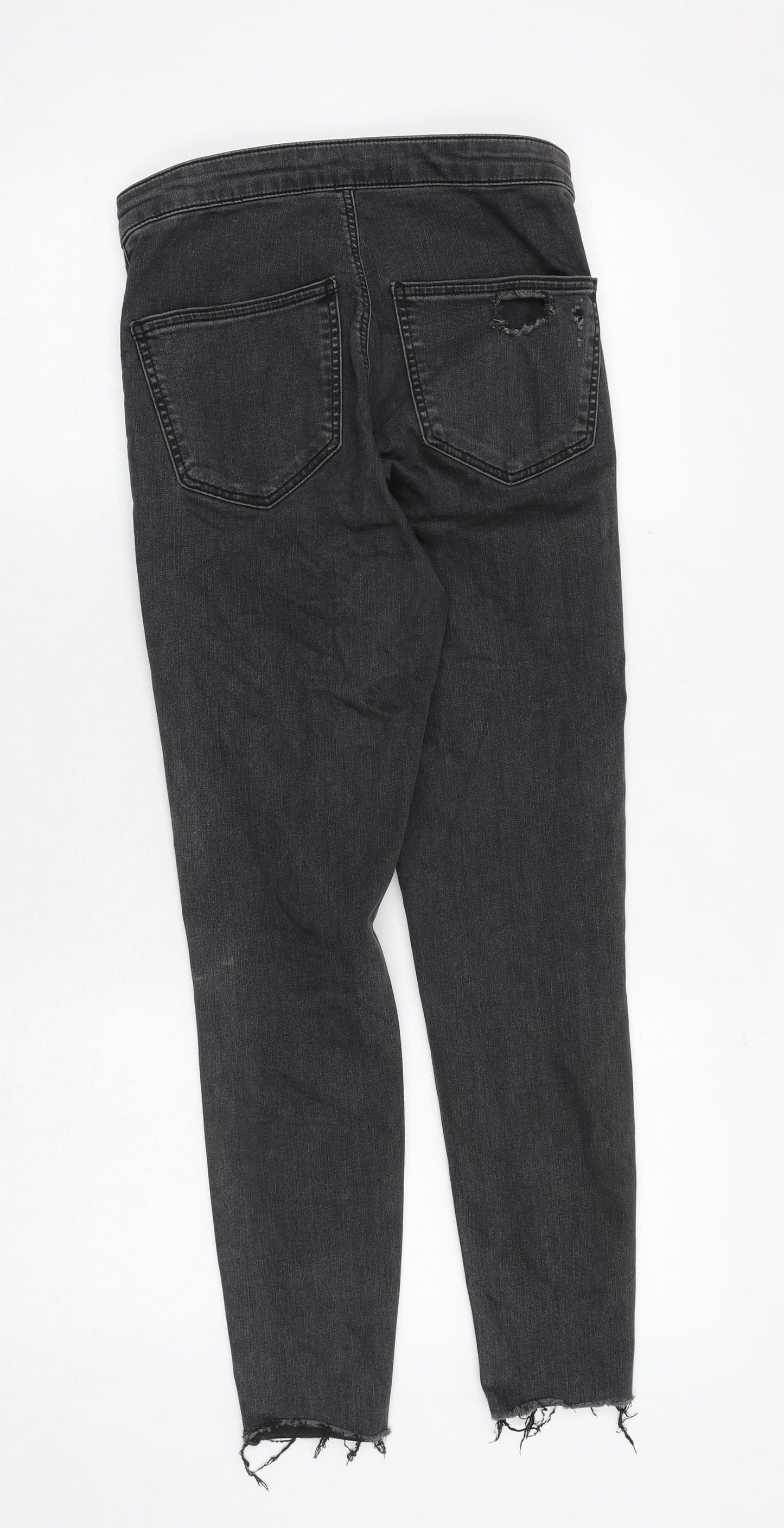 Topshop Womens Grey Cotton Skinny Jeans Size 28 in Regular Zip