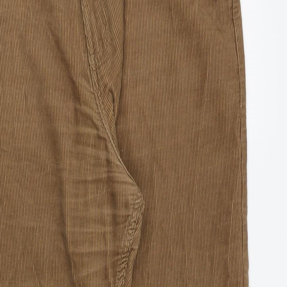 Marks and Spencer Mens Brown Cotton Trousers Size 34 in Regular Zip