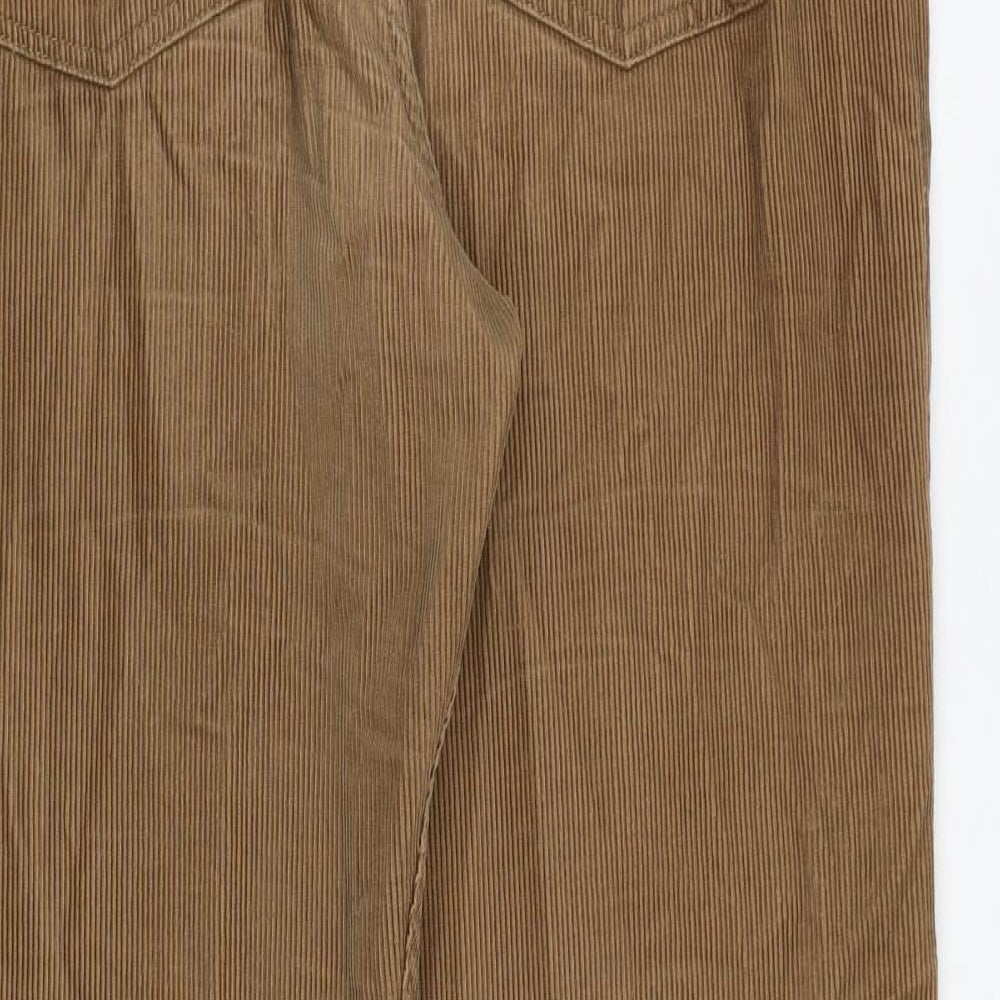 Marks and Spencer Mens Brown Cotton Trousers Size 34 in Regular Zip