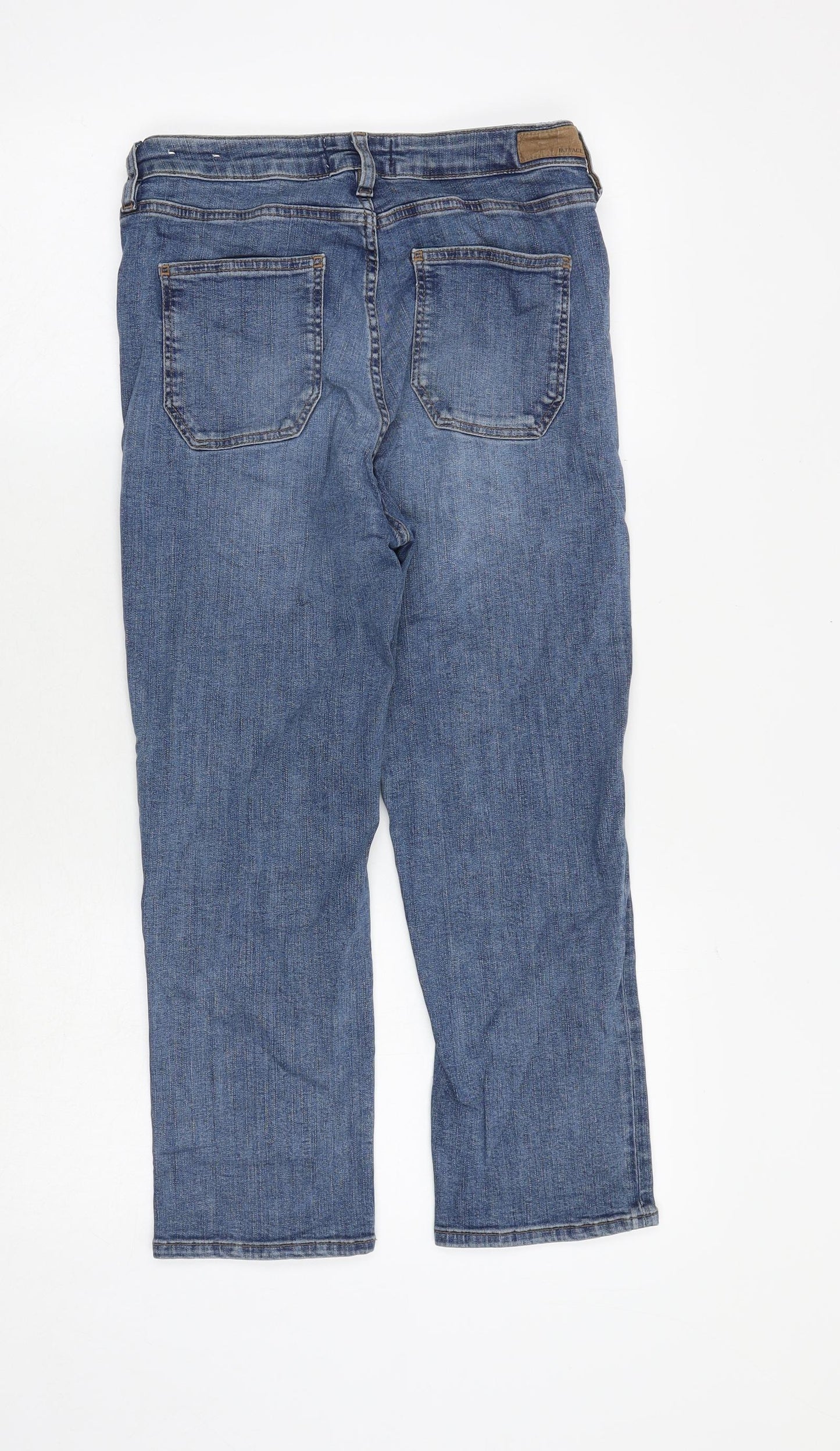 Fat Face Womens Blue Cotton Straight Jeans Size 10 Regular Zip