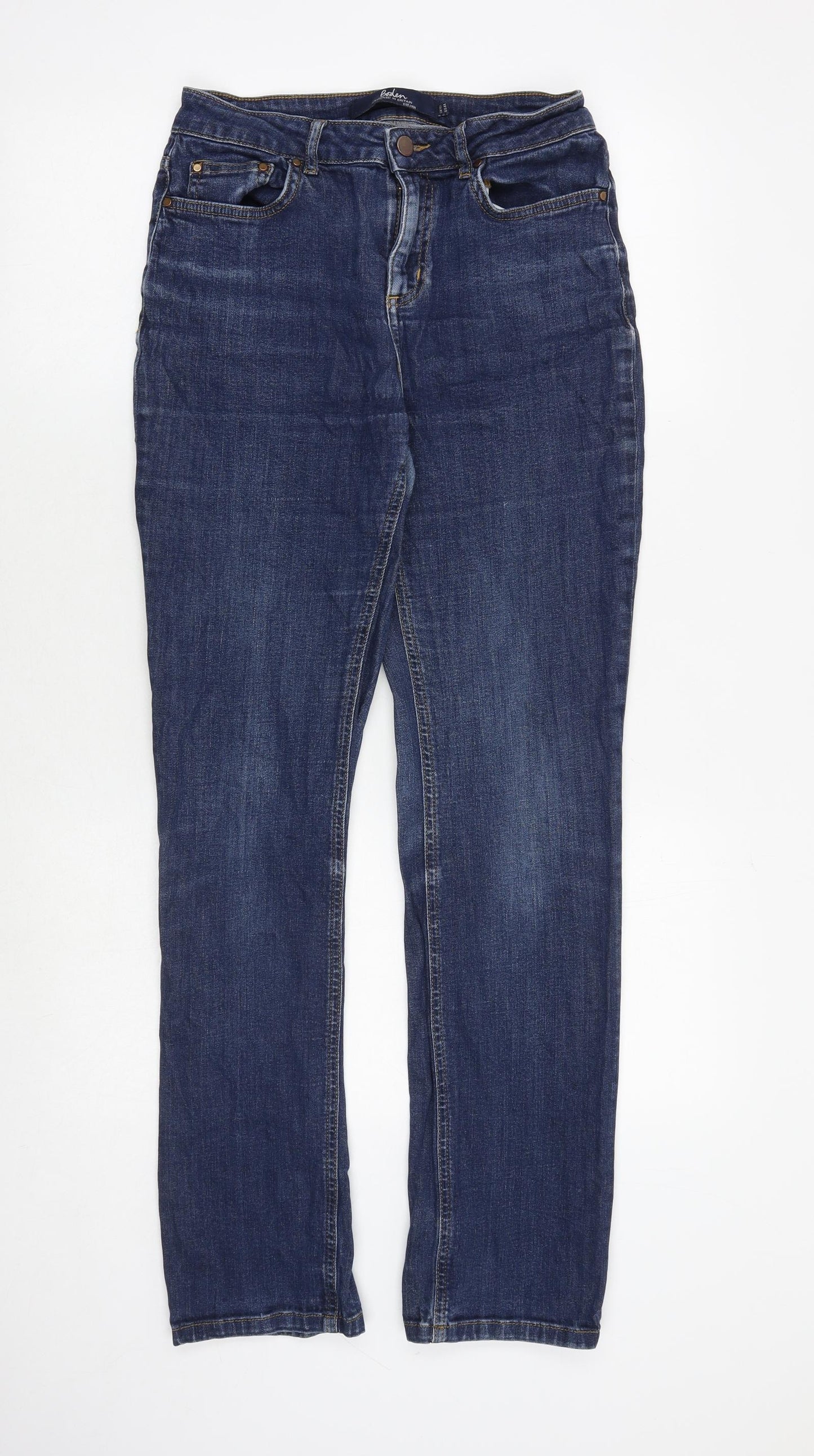Boden Womens Blue Cotton Straight Jeans Size 10 Regular Zip