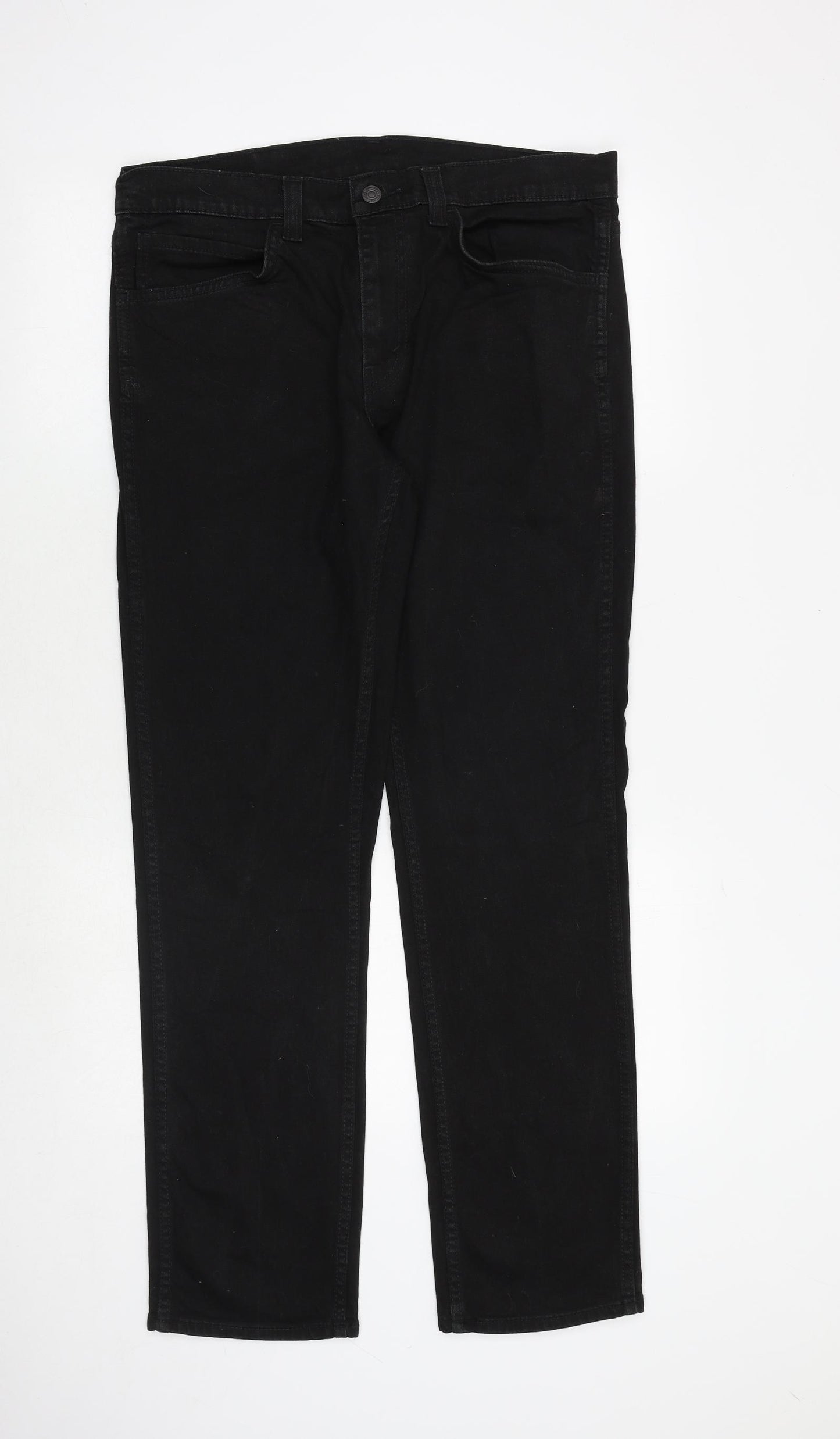 Levi's Mens Black Cotton Straight Jeans Size 34 in Regular Zip