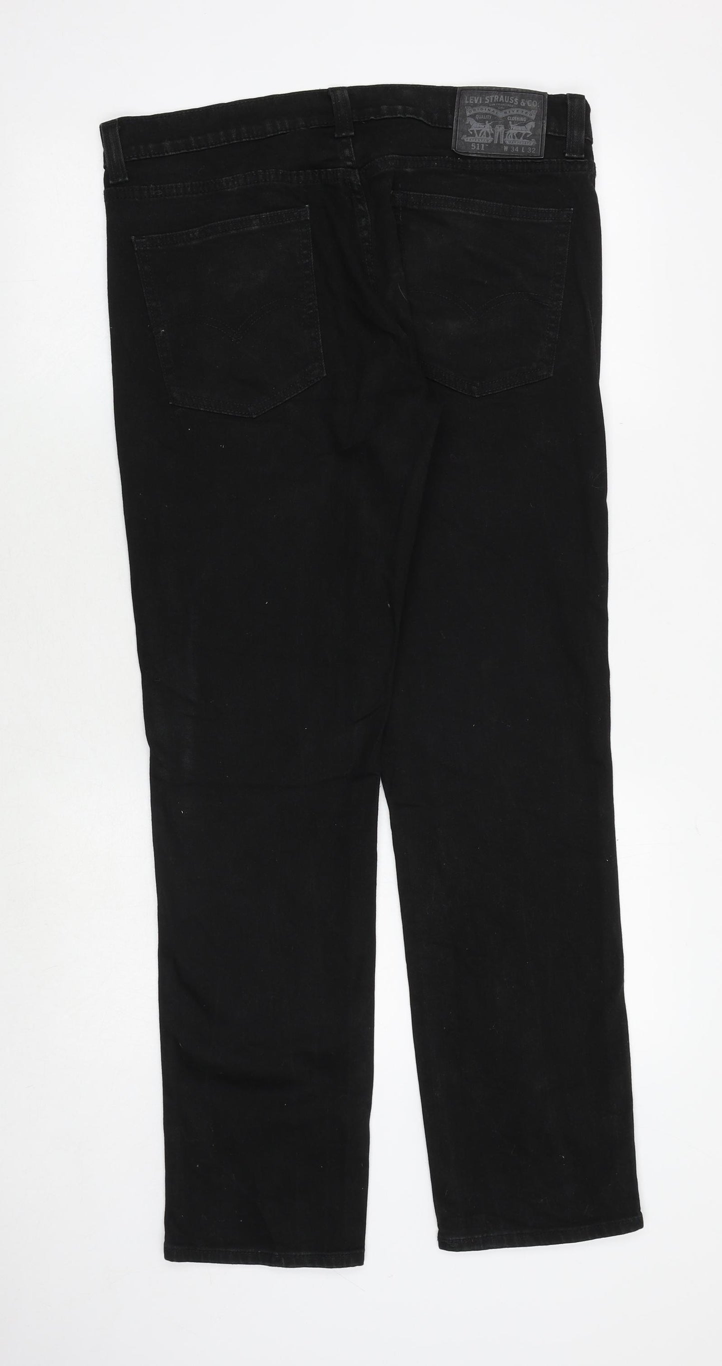 Levi's Mens Black Cotton Straight Jeans Size 34 in Regular Zip
